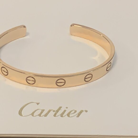 AUTH CARTIER LOVE CUFF BRACELET 18K ROSE GOLD EXC! sz16 ALL receipts / Box / Bag - Picture 15 of 16